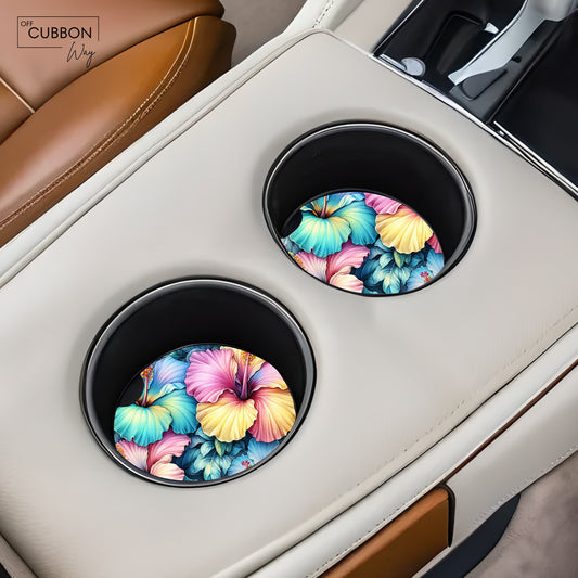 Pastel Summer Flowers Car Coasters