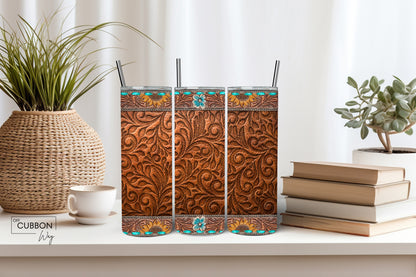 Western Leather Sunflower Tumbler