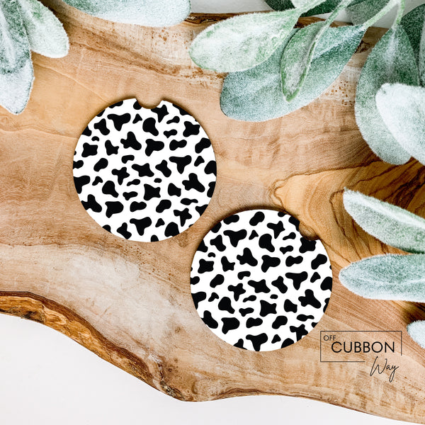 Cow Print Car Coasters