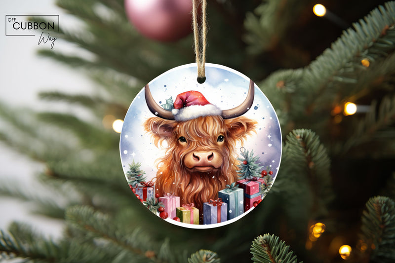 Christmas Highland Cow Ornament