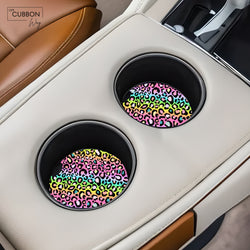 Rainbow Leopard Cheetah Car Coasters