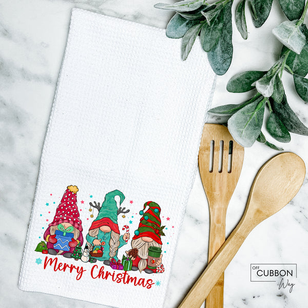 Mary Christmas Gnomes Kitchen Tea Towel