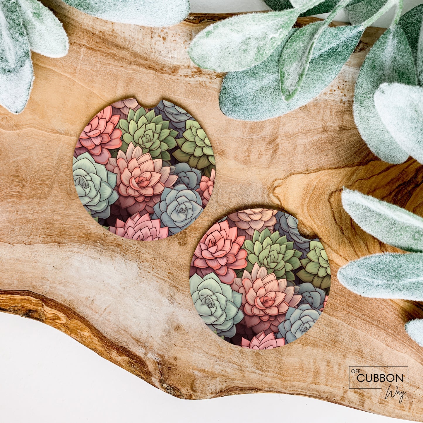 Succulent Arrangement Car Coasters