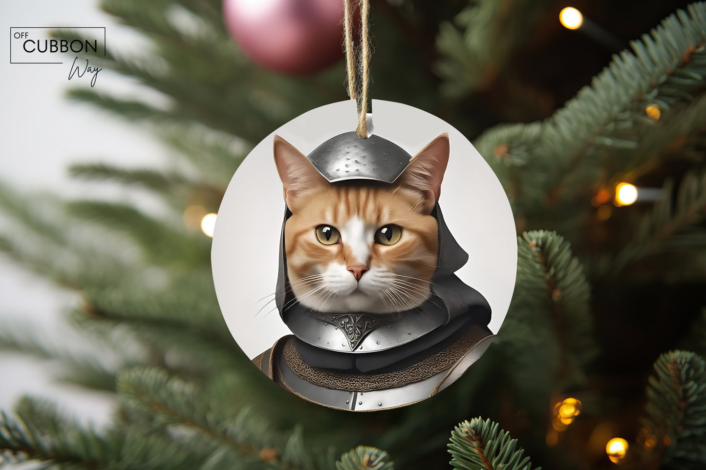 Tabby Cat Knight Ornament